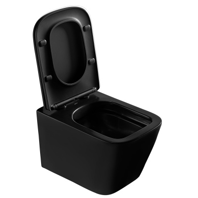 Унитаз ABBER Rechteck подвесной черный матовый, безободковый (AC1200MB)