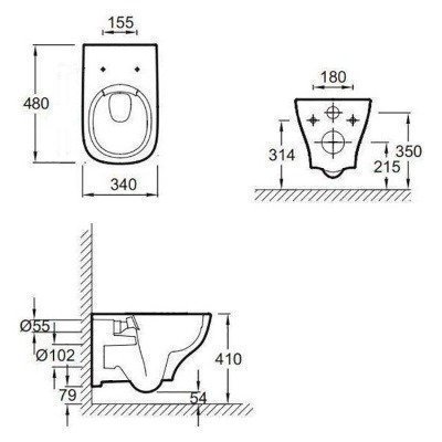 Унитаз подвесной безободковый укороченный Jacob Delafon - Struktura (EDF102-00)