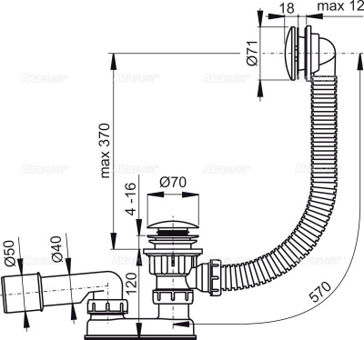 Сифон для ванны CLICK/CLACK, металл (A504KM)