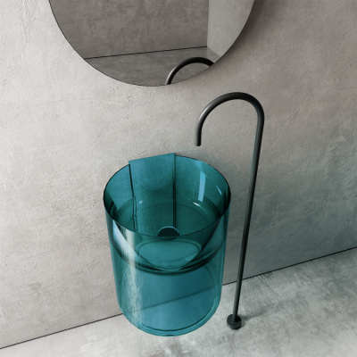 Раковина подвесная прозрачная ABBER Kristall бирюзовая (AT2704Aquamarin)