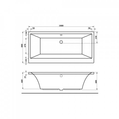 Ванна прямоугольная 180х80 белая ALBA SPA KERO (ВПР0370000100)