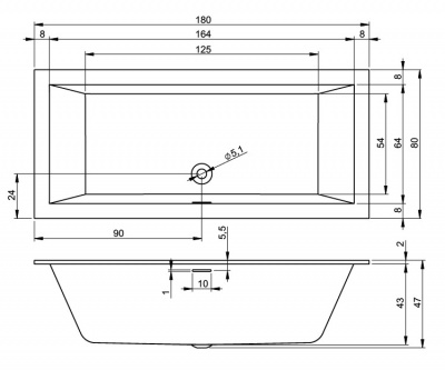 Ванна акриловая RIHO Ванна RETHING CUBIC 180x80 (BR0800500000000)