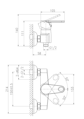 Смеситель Cersanit CARI для душа (63027)