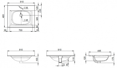 Раковина 80 см, встроенная AM.PM Spirit 2.0 (M70AWCC0802WG)