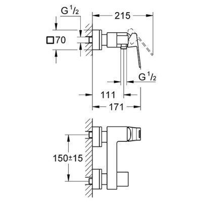 Смеситель для душа Grohe - Eurocube (23145000)