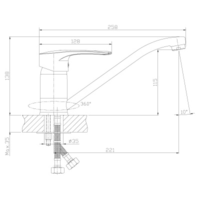 Смеситель Rossinka для кухни (T40-21)