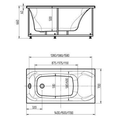 Ванна акриловая Aquatek - Альфа 140x70 (ALF140-0000024)