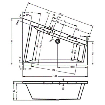Ванна акриловая RIHO DOPPIO R (BA9000500000000)