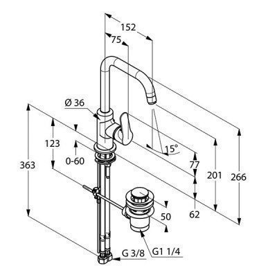 Смеситель для раковины  Kludi  -  OBJEKTA (320230575)