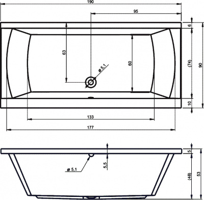 Ванна акриловая RIHO JULIA 190 (BA6900500000000)