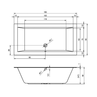 Ванна акриловая RIHO LUGO 190x80  (BT0400500000000)
