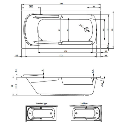 Ванна акриловая RIHO FUTURE XL CALGARY (BC3200500000000)