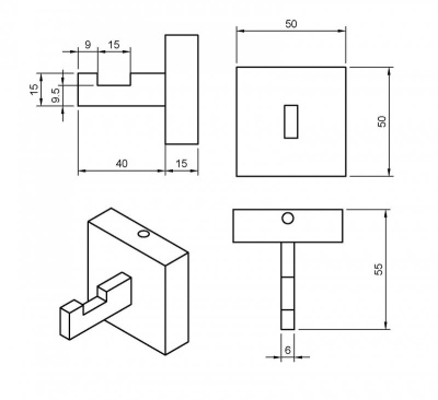 Крючок CEZARES, Черный матовый (PRIZMA-HK1-NOP)