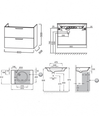 Тумба под раковину Jacob Delafon - Odeon Rive Gauche 80 см (EB2522-R5-E52)