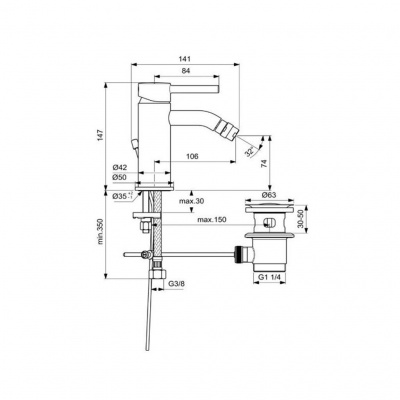Смеситель для биде Ideal Standard - CERALINE (BC197AA)