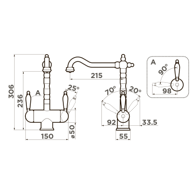 Смеситель для кухни Omoikiri Amagasaki-GB (4994362)