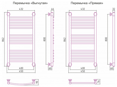 Водяной полотенцесушитель Сунержа - Богема 800х400 (00-0221-8040)