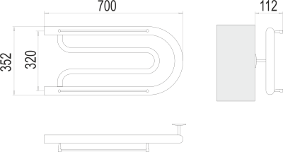 Водяной полотенцесушитель Terminus Фокстрот 1" БШ 320х700 (4620768881534)