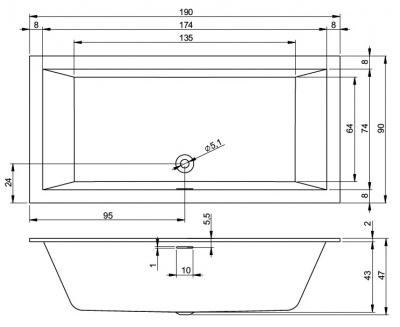 Ванна акриловая RIHO RETHING CUBIC 190x90 (BR1100500000000)