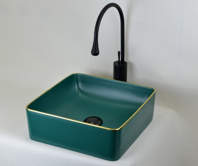 Накладная раковина Bronze de Luxe Golden Meadow, 400х400х115мм, цвет зеленый (1063)