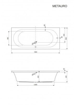 Акриловая ванна CEZARES (METAURO-180-80-42-W37)