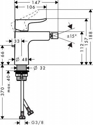 Смеситель для биде  Hansgrohe  -  Metris (31280000)