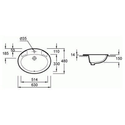 Раковина Jacob Delafon - Ovale 60x48 (E1273-00)