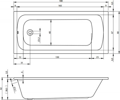 Акриловая ванна RIHO MILANO 180x80 (B044001005)