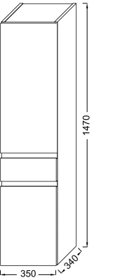 Колонна Jacob Delafon MADELEINE, 35 см, шарниры слева, Черный лак глянец (EB2069G-J52)