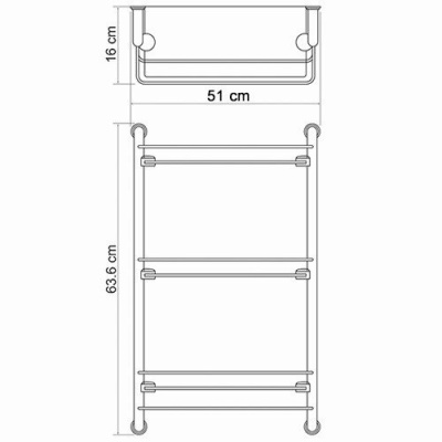 K-2033 Полка стеклянная тройная (K-2033)
