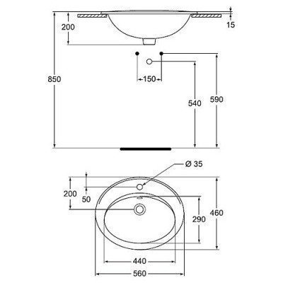 Раковина встраиваемая Vidima - Сева Фрэш 56x46 (W504861)