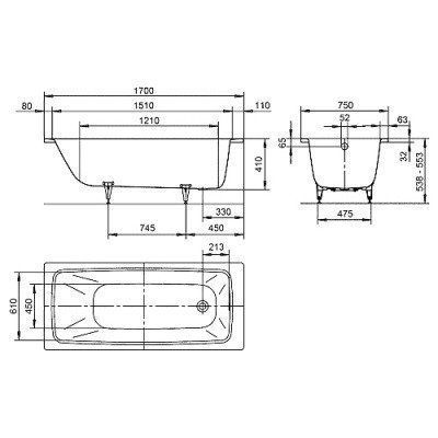 Ванна стальная Kaldewei - Cayono Мод.750 170x75 Anty-Sleap Easy-Clean (275030003001)