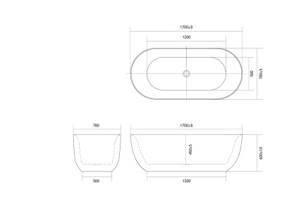 Ванна акриловая Aquatek АФИНА, отдельностоящая, 1700*780*600 (AQ-44778)