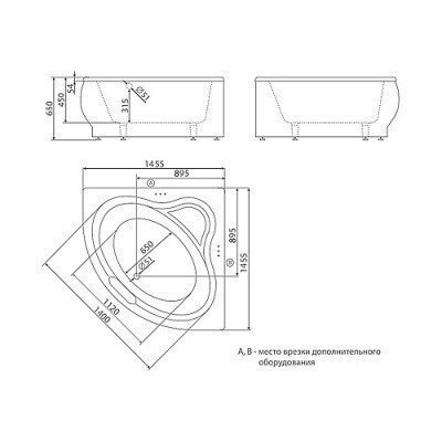 Ванна из литьевого мрамора Esse - Sicilia 145.5x145.5 Ванна из литьевого мрамора Esse - Sicilia 145.5x145.5
