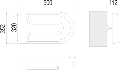 Водяной полотенцесушитель Terminus Фокстрот 1" БШ 320х500 (4620768881015)
