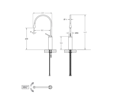 Смеситель высокий для раковины SCANDI хром (9015C)
