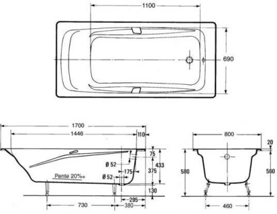 Ванна чугун Jacob Delafon - Repos 170x80 (E2915-00)