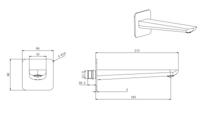 Излив для ванны 190 мм AQUATEK ВЕГА (AQ1041CR)