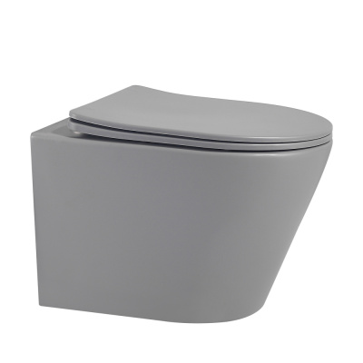 Унитаз ABBER Bequem подвесной серый матовый, безободковый (AC1102MG)