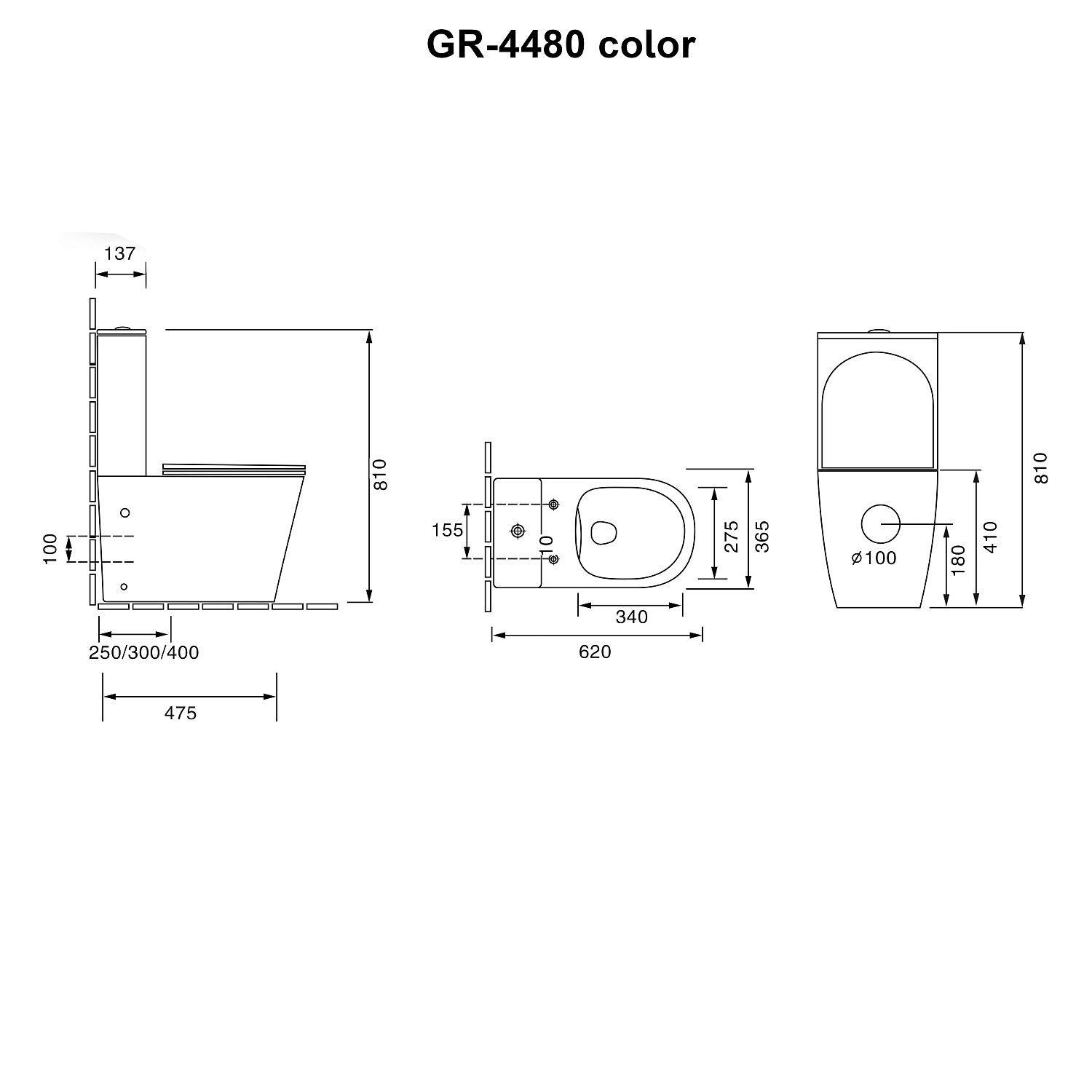 Унитаз GR-4480GMS Color (620*365*810) СЕРЫЙ МАТОВЫЙ напольный БЕЗОБОДКОВЫЙ с тонкой крышкой, 2 места (GR-4480GMS)