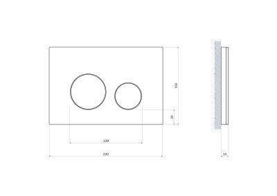 Кнопка Cersanit TWINS стекло черный (64117)