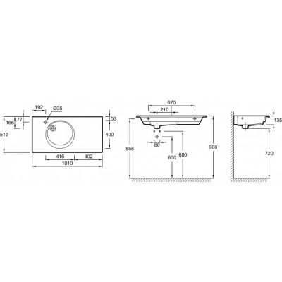 Раковина Jacob Delafon - Odeon Rive Gauche 100 см (EXAU112-Z-00)