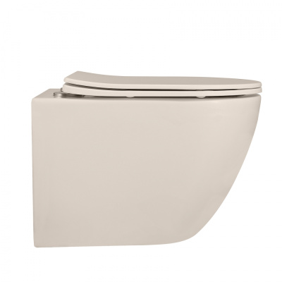 Унитаз ABBER Bequem подвесной бежевый матовый, безободковый (AC1101MBE)