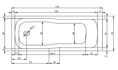 Акриловая ванна RIHO Dola PALERMO 170x75 (B048001005)