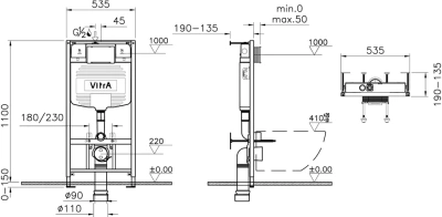 Безободковый унитаз VitrA S20 L-box с дюропластовой крышкой микролифт (9004B003-7207)