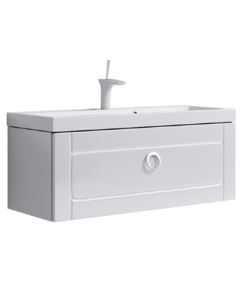 Подвесная тумба Aqwella Infinity с одним ящиком в белом глянцевом цвете с умывальником из литьевого мрамора (Inf.01.10/001) Подвесная тумба Aqwella Infinity с одним ящиком в белом глянцевом цвете с умывальником из литьевого мрамора (Inf.01.10/001)