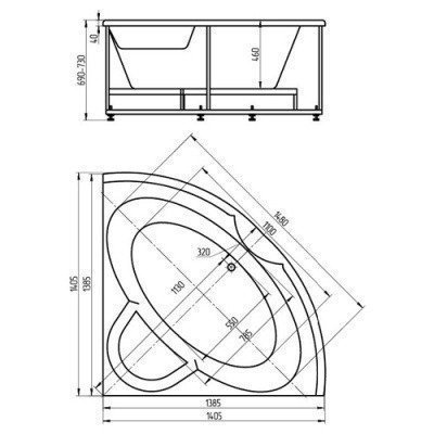 Ванна акриловая Aquatek - Поларис 1 138.5x138.5 (POL1-0000030)
