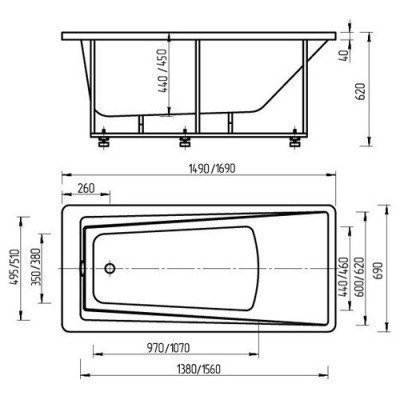 Ванна акриловая Aquatek - Либра 170x70 (LIB170-0000021)