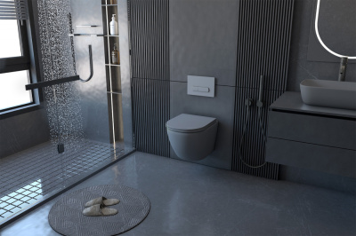 Унитаз ABBER Bequem подвесной серый матовый, безободковый (AC1101MG)