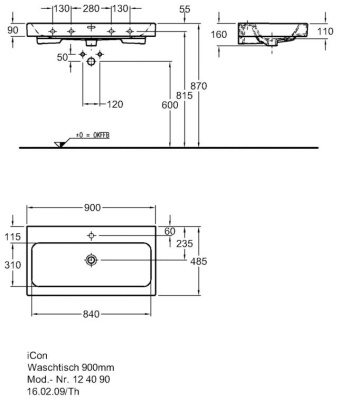 Раковина 900x485 мм, Geberit Icon (124090000) витринный образец